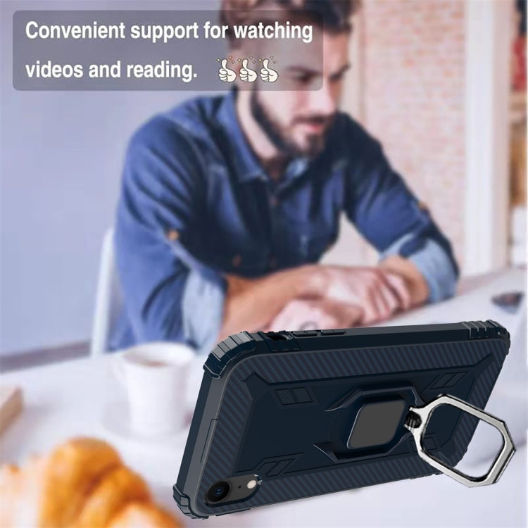 For iPhone X / XS Carbon Fiber Protective Case with 360 Degree Rotating Ring Holder