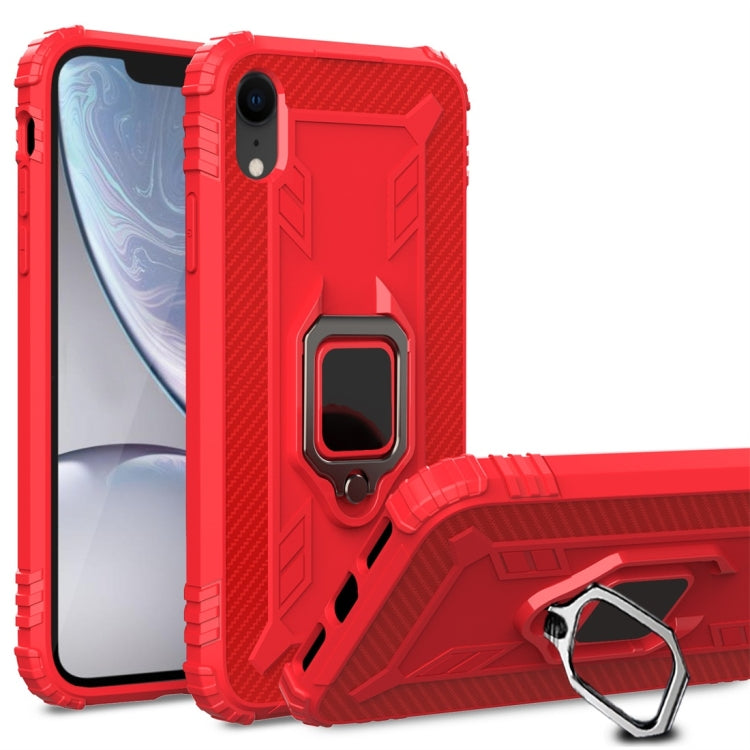 For iPhone X / XS Carbon Fiber Protective Case with 360 Degree Rotating Ring Holder