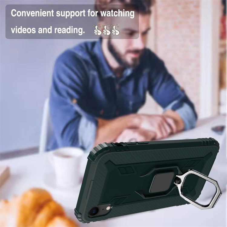 For iPhone X / XS Carbon Fiber Protective Case with 360 Degree Rotating Ring Holder