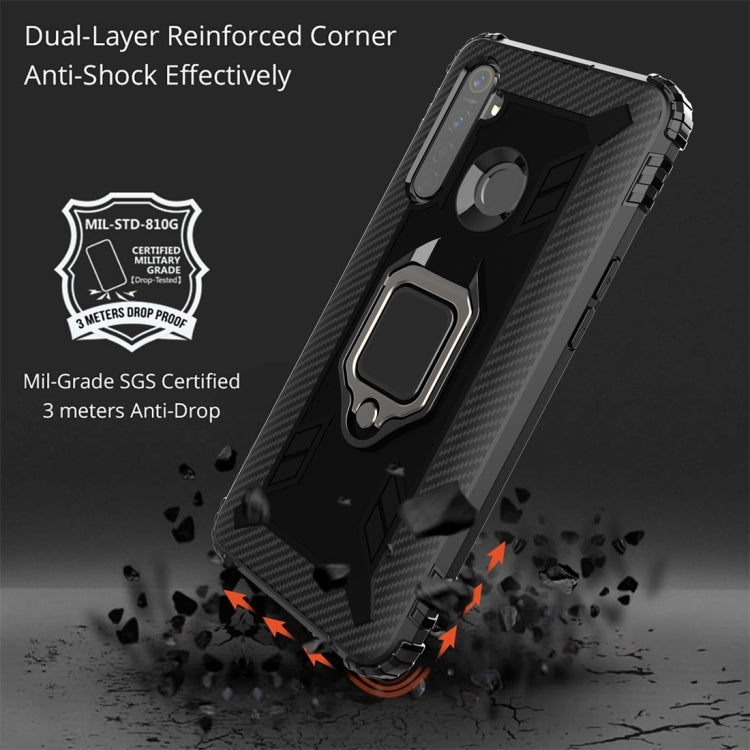 For OPPO Realme 5 Pro Carbon Fiber Protective Case with 360 Degree Rotating Ring Holder