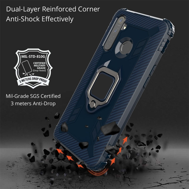 For OPPO Realme 5 Pro Carbon Fiber Protective Case with 360 Degree Rotating Ring Holder