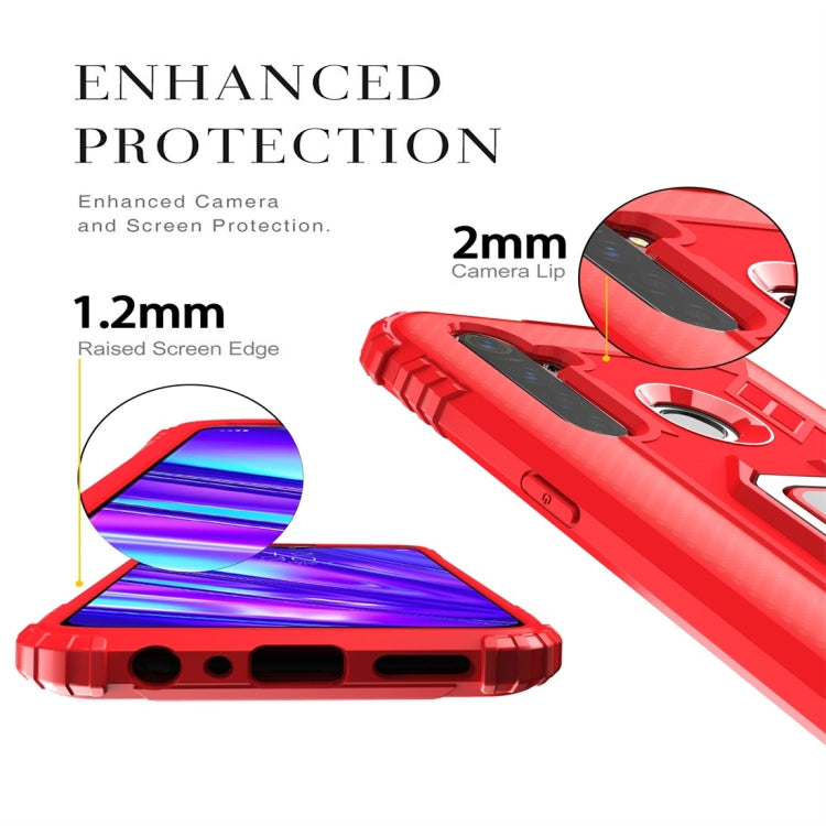 For OPPO Realme 5 Pro Carbon Fiber Protective Case with 360 Degree Rotating Ring Holder