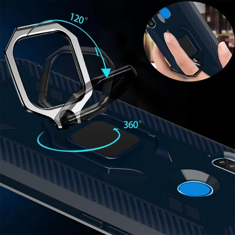 For OPPO Realme 5 Carbon Fiber Protective Case with 360 Degree Rotating Ring Holder