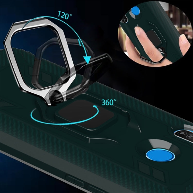 For OPPO Realme 5 Carbon Fiber Protective Case with 360 Degree Rotating Ring Holder