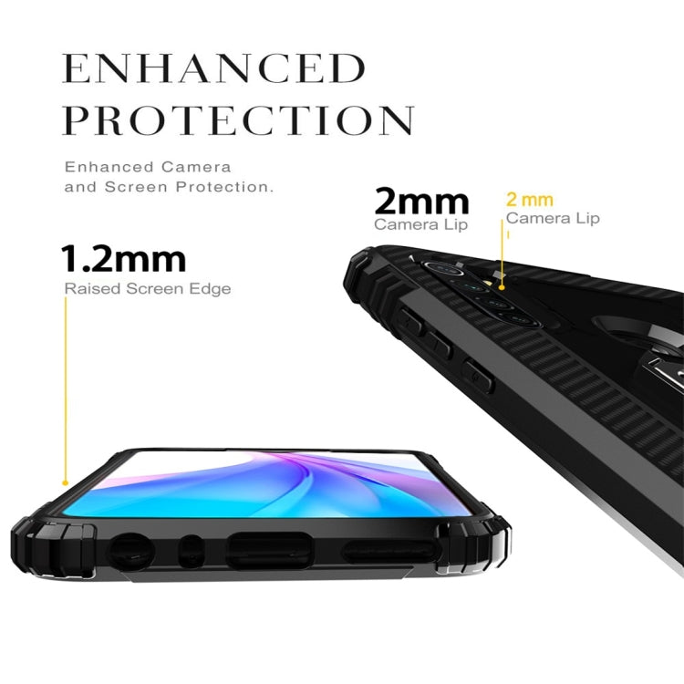 For Xiaomi Redmi Note 8T Carbon Fiber Protective Case with 360 Degree Rotating Ring Holder