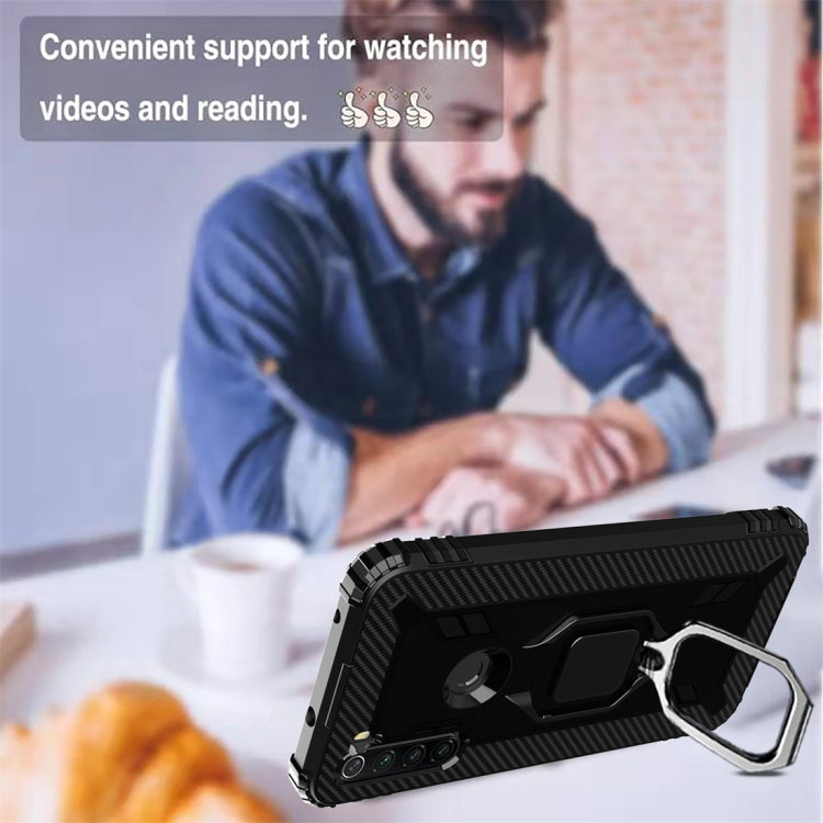 For Xiaomi Redmi Note 8T Carbon Fiber Protective Case with 360 Degree Rotating Ring Holder
