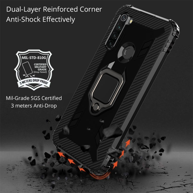 For Xiaomi Redmi Note 8T Carbon Fiber Protective Case with 360 Degree Rotating Ring Holder