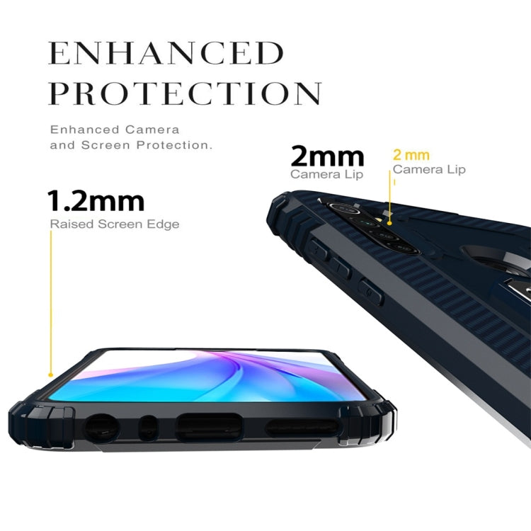 For Xiaomi Redmi Note 8T Carbon Fiber Protective Case with 360 Degree Rotating Ring Holder
