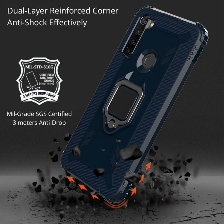 For Xiaomi Redmi Note 8T Carbon Fiber Protective Case with 360 Degree Rotating Ring Holder