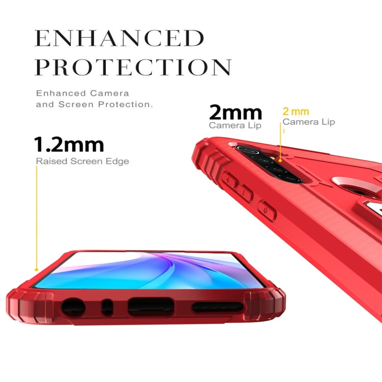For Xiaomi Redmi Note 8T Carbon Fiber Protective Case with 360 Degree Rotating Ring Holder