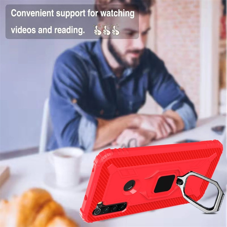 For Xiaomi Redmi Note 8T Carbon Fiber Protective Case with 360 Degree Rotating Ring Holder