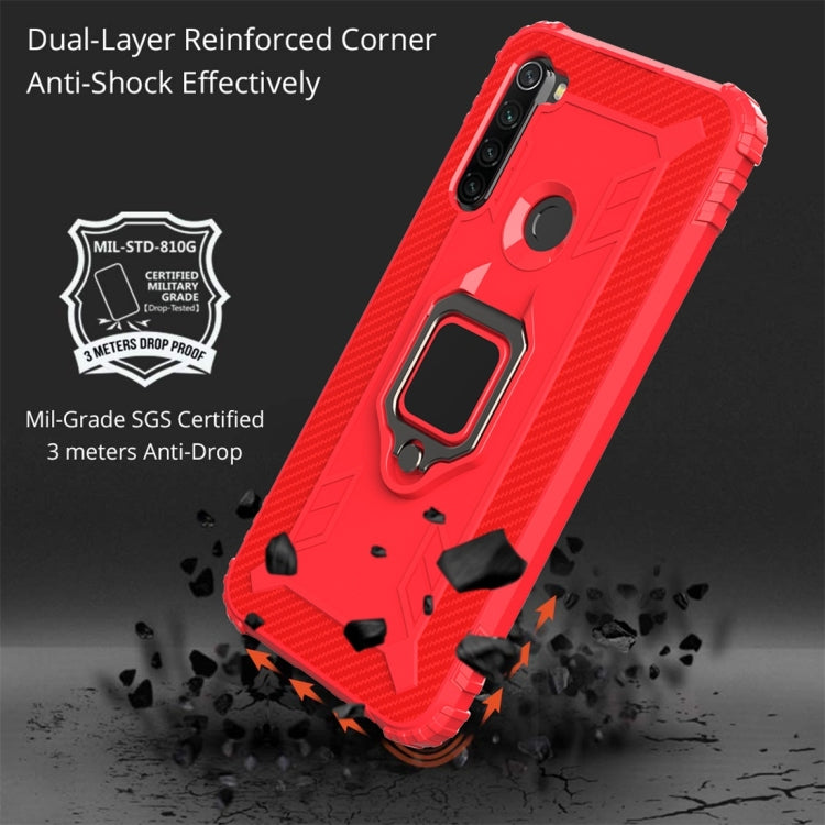 For Xiaomi Redmi Note 8T Carbon Fiber Protective Case with 360 Degree Rotating Ring Holder