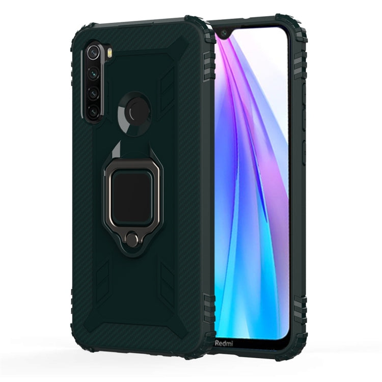 For Xiaomi Redmi Note 8T Carbon Fiber Protective Case with 360 Degree Rotating Ring Holder