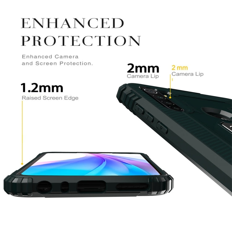 For Xiaomi Redmi Note 8T Carbon Fiber Protective Case with 360 Degree Rotating Ring Holder