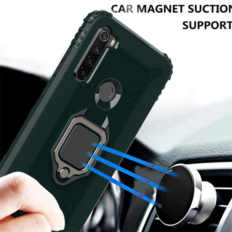 For Xiaomi Redmi Note 8T Carbon Fiber Protective Case with 360 Degree Rotating Ring Holder