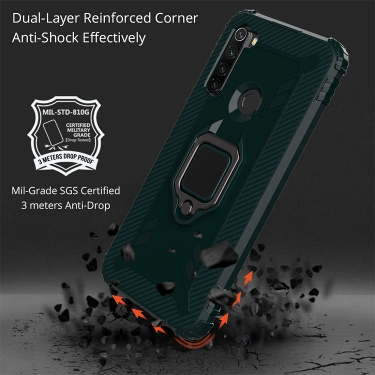 For Xiaomi Redmi Note 8T Carbon Fiber Protective Case with 360 Degree Rotating Ring Holder