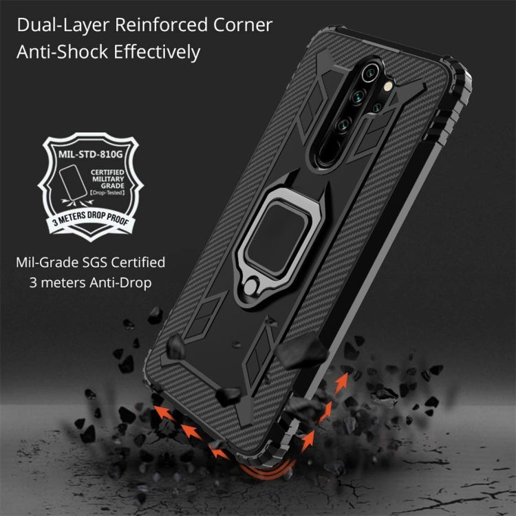 For Xiaomi Redmi Note 8 Pro Carbon Fiber Protective Case with 360 Degree Rotating Ring Holder