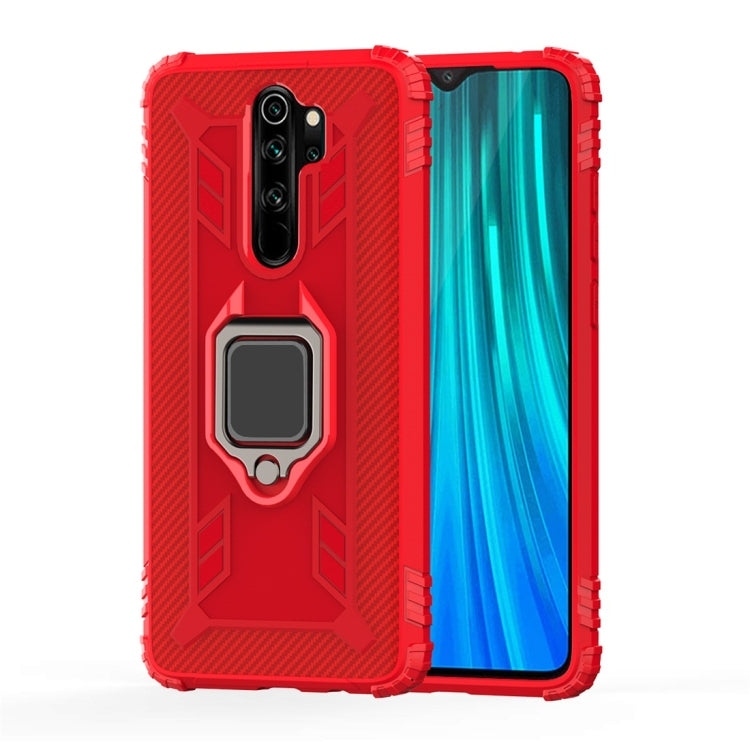 For Xiaomi Redmi Note 8 Pro Carbon Fiber Protective Case with 360 Degree Rotating Ring Holder