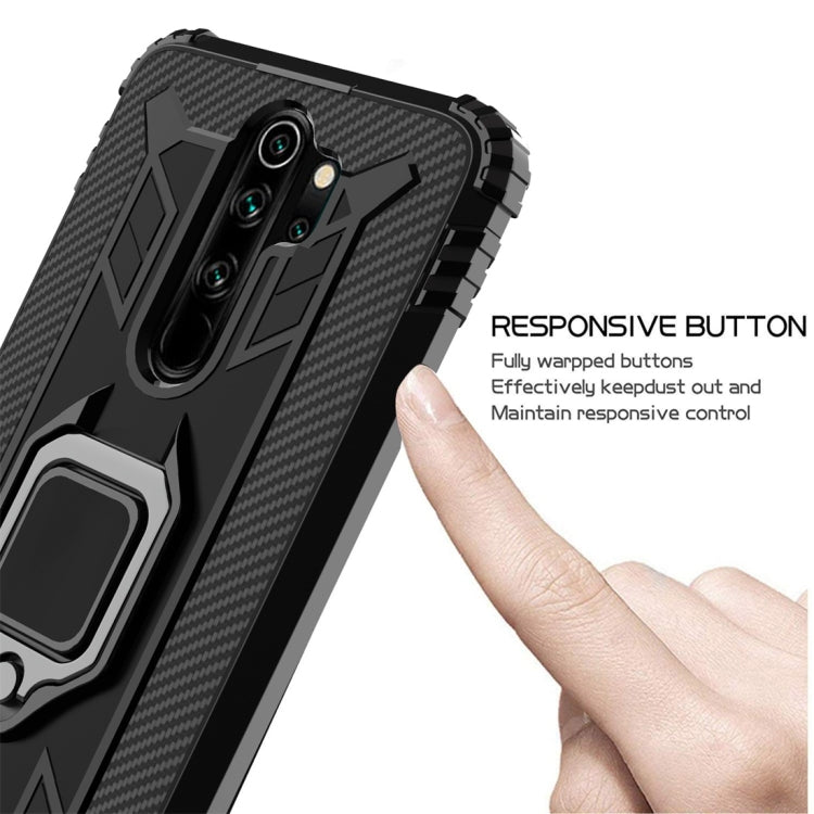 For Xiaomi Redmi Note 8 Pro Carbon Fiber Protective Case with 360 Degree Rotating Ring Holder