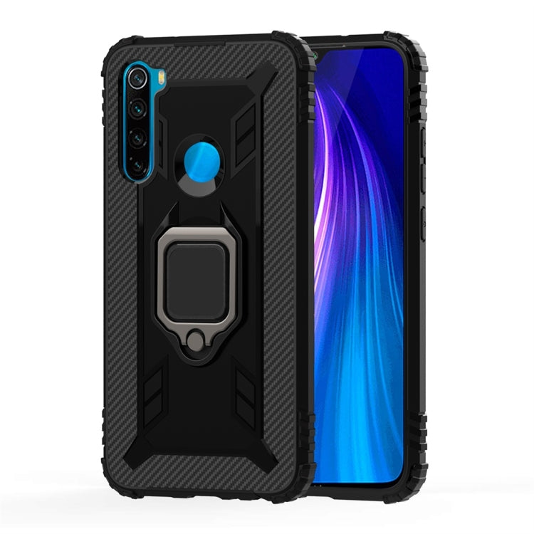 For Xiaomi Redmi Note 8 Carbon Fiber Protective Case with 360 Degree Rotating Ring Holder