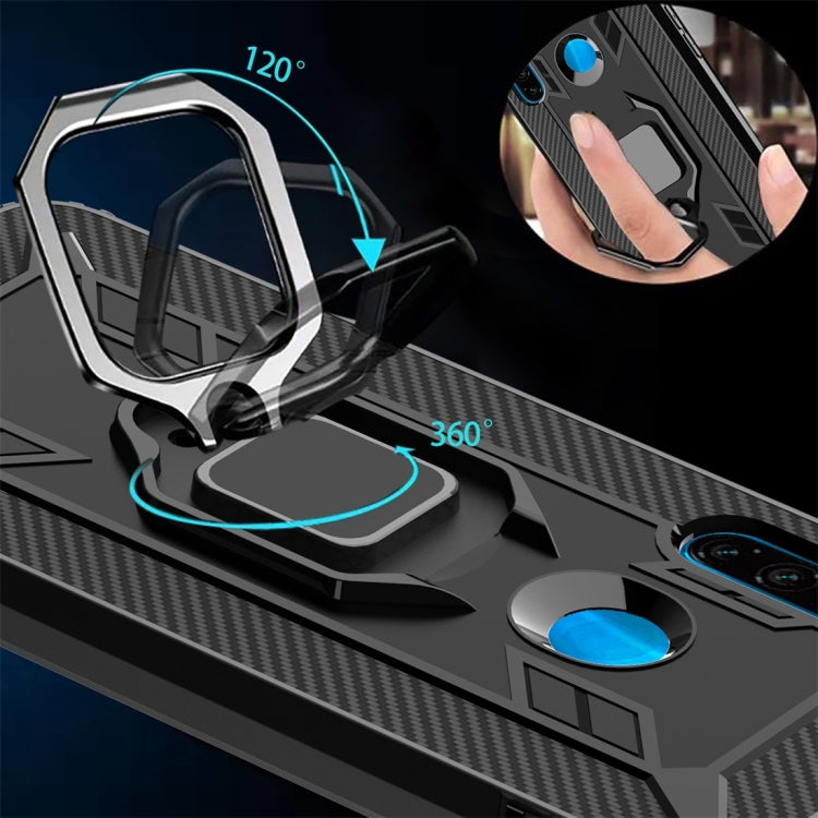 For Xiaomi Redmi Note 8 Carbon Fiber Protective Case with 360 Degree Rotating Ring Holder
