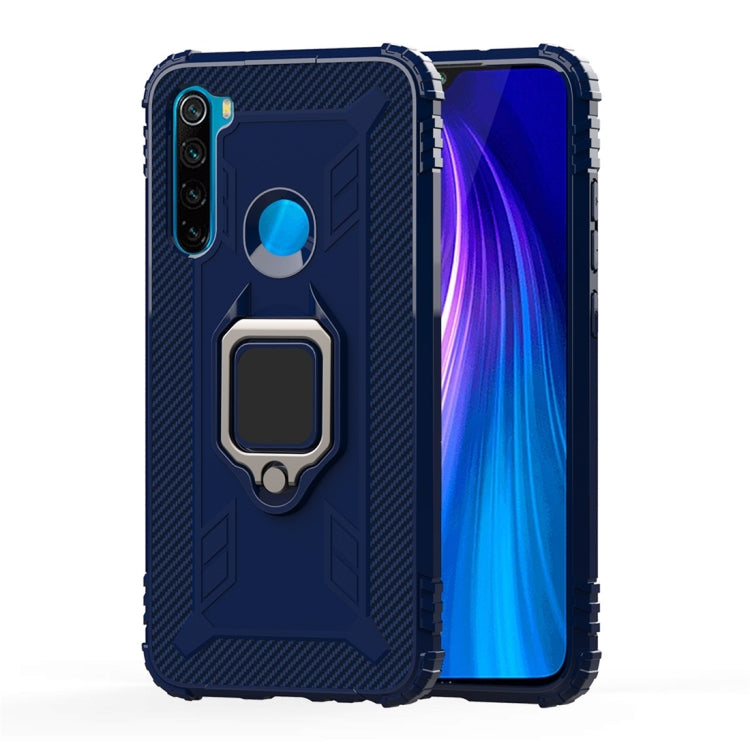 For Xiaomi Redmi Note 8 Carbon Fiber Protective Case with 360 Degree Rotating Ring Holder
