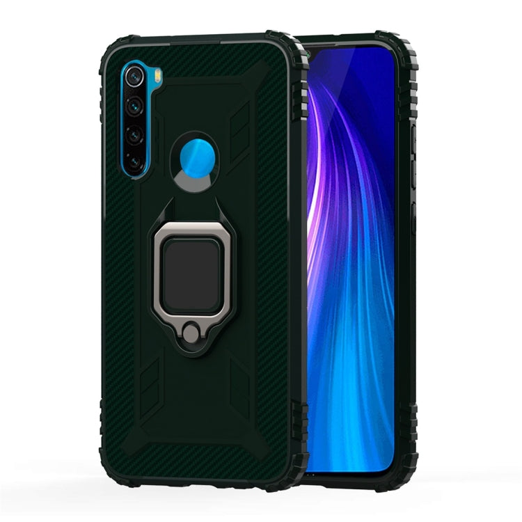 For Xiaomi Redmi Note 8 Carbon Fiber Protective Case with 360 Degree Rotating Ring Holder