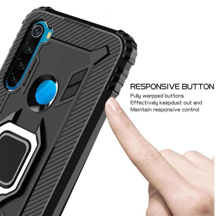 For Xiaomi Redmi Note 8 Carbon Fiber Protective Case with 360 Degree Rotating Ring Holder