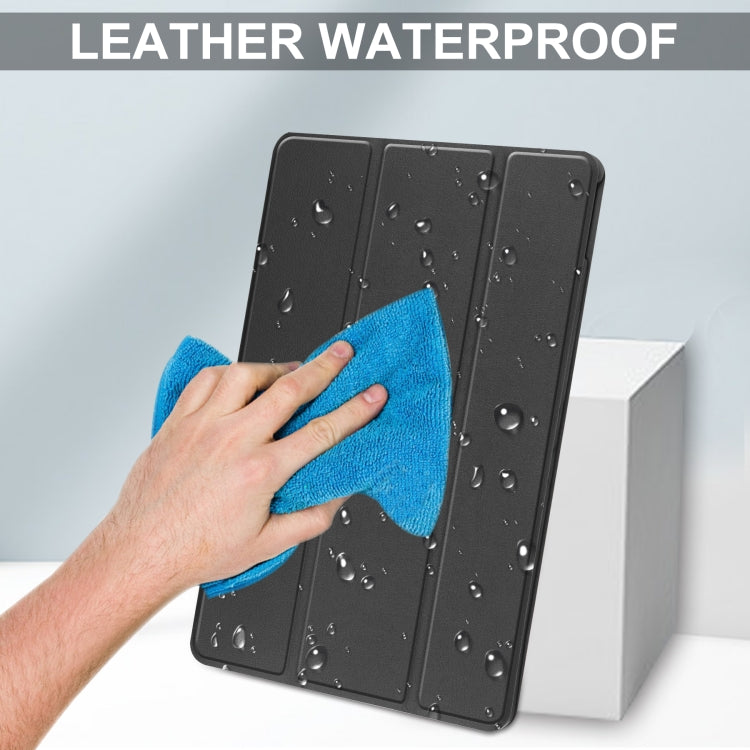 For Lenovo Tab P12 Pro 12.6 Three-folding Holder Custer Texture Leather Tablet Case