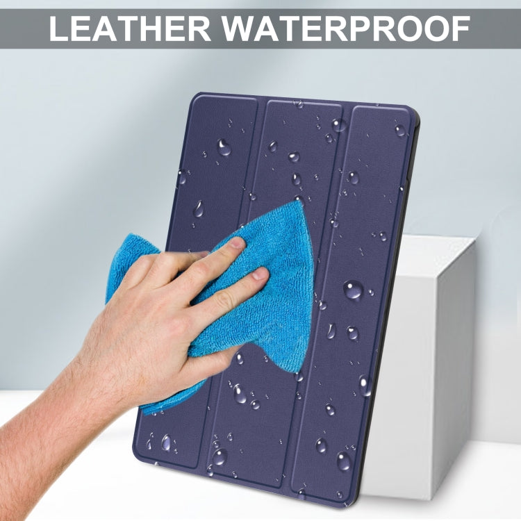 For Lenovo Tab P12 Pro 12.6 Three-folding Holder Custer Texture Leather Tablet Case