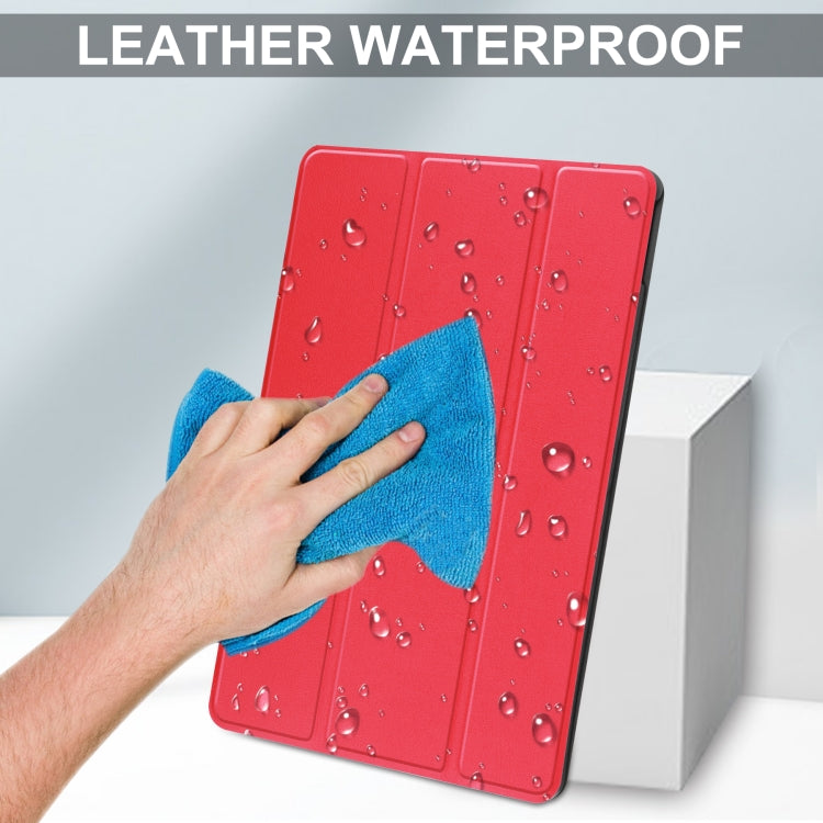 For Lenovo Tab P12 Pro 12.6 Three-folding Holder Custer Texture Leather Tablet Case