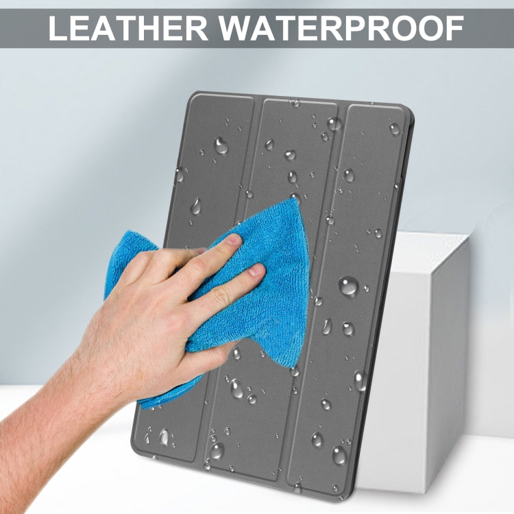 For Lenovo Tab P12 Pro 12.6 Three-folding Holder Custer Texture Leather Tablet Case