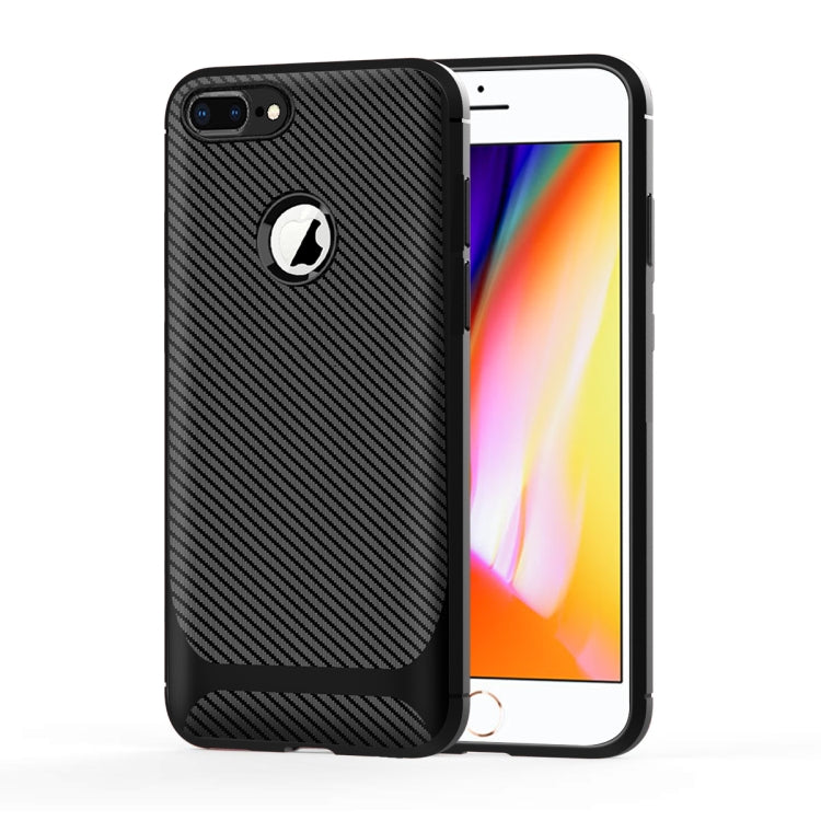 For iPhone 8 Plus & 7 Plus Carbon Fiber Texture Shockproof TPU Protective Case