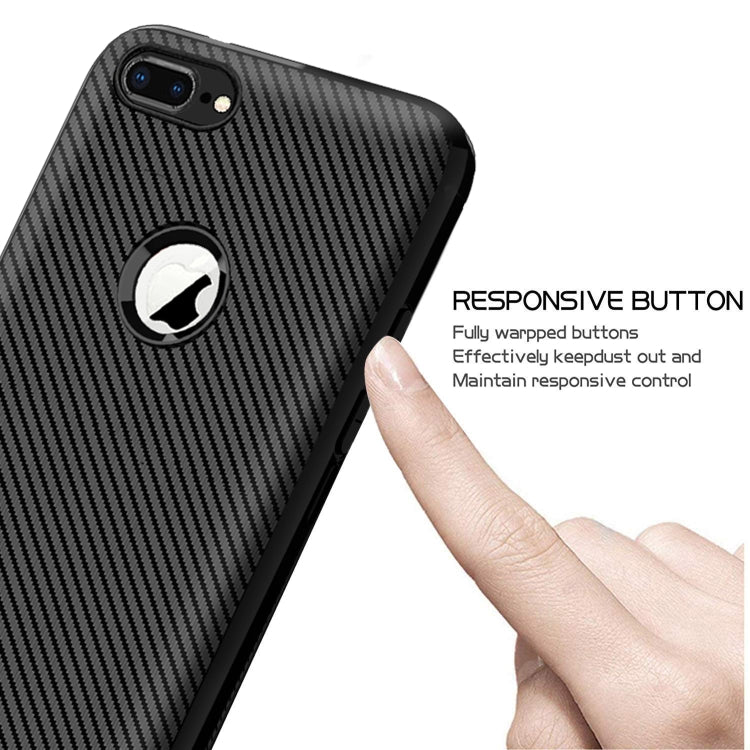 For iPhone 8 Plus & 7 Plus Carbon Fiber Texture Shockproof TPU Protective Case