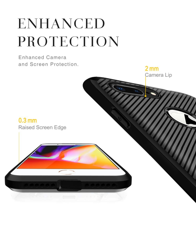 For iPhone 8 Plus & 7 Plus Carbon Fiber Texture Shockproof TPU Protective Case