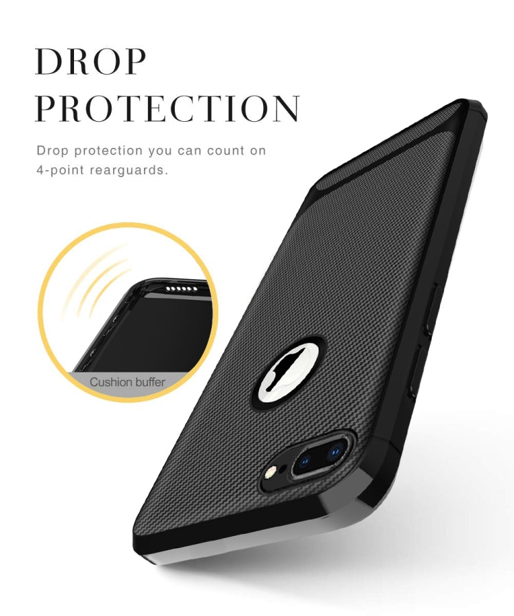 For iPhone 8 Plus & 7 Plus Carbon Fiber Texture Shockproof TPU Protective Case