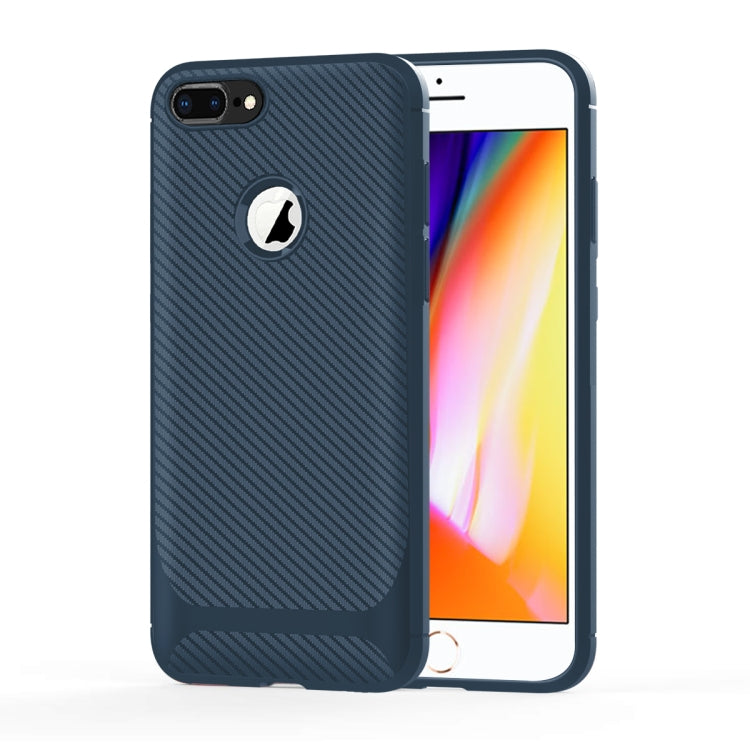 For iPhone 8 Plus & 7 Plus Carbon Fiber Texture Shockproof TPU Protective Case