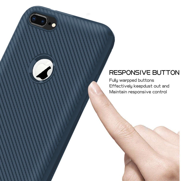 For iPhone 8 Plus & 7 Plus Carbon Fiber Texture Shockproof TPU Protective Case