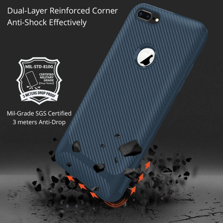 For iPhone 8 Plus & 7 Plus Carbon Fiber Texture Shockproof TPU Protective Case