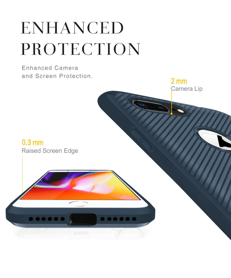For iPhone 8 Plus & 7 Plus Carbon Fiber Texture Shockproof TPU Protective Case