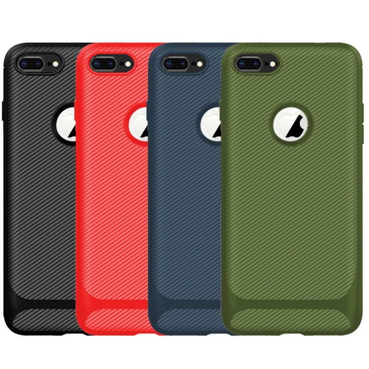For iPhone 8 Plus & 7 Plus Carbon Fiber Texture Shockproof TPU Protective Case