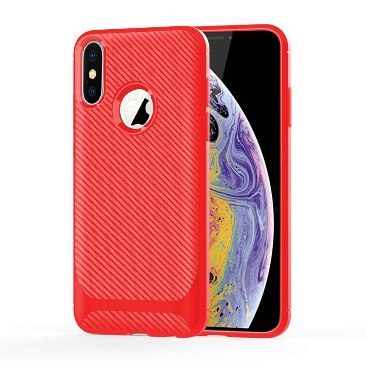 For iPhone XS / X Carbon Fiber Texture Shockproof TPU Protective Case