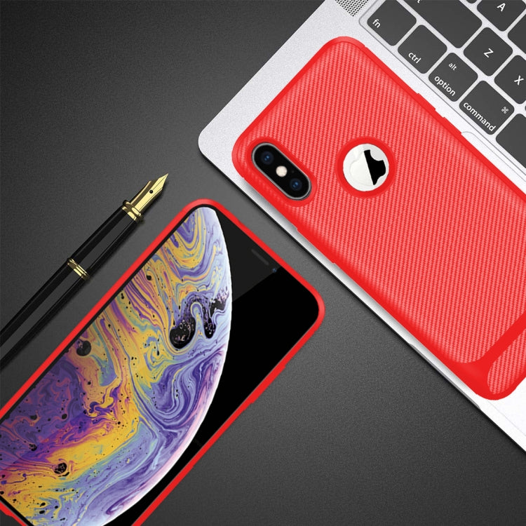 For iPhone XS / X Carbon Fiber Texture Shockproof TPU Protective Case