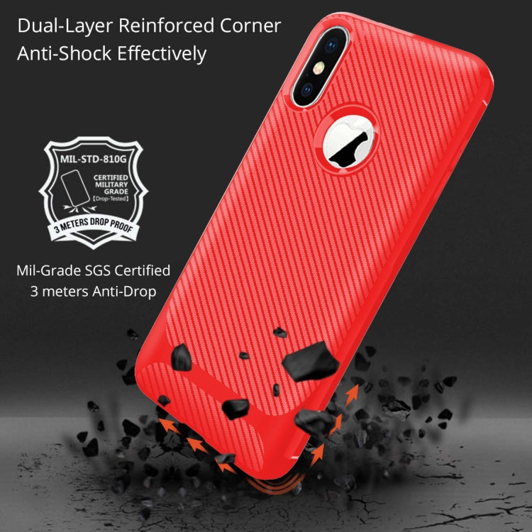 For iPhone XS / X Carbon Fiber Texture Shockproof TPU Protective Case