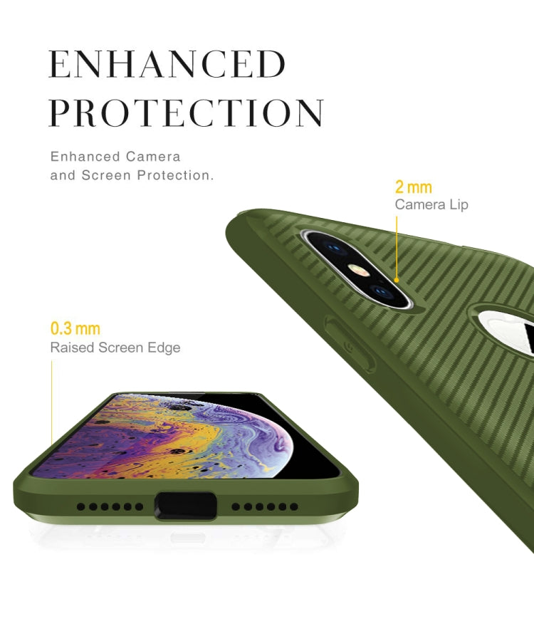 For iPhone XS / X Carbon Fiber Texture Shockproof TPU Protective Case