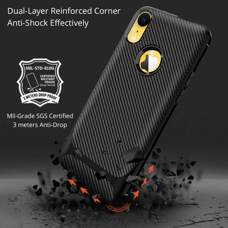 For iPhone XR Carbon Fiber Texture Shockproof TPU Protective Case