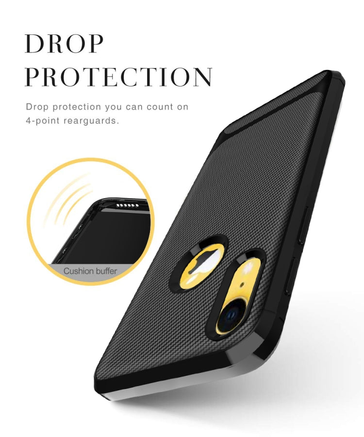 For iPhone XR Carbon Fiber Texture Shockproof TPU Protective Case