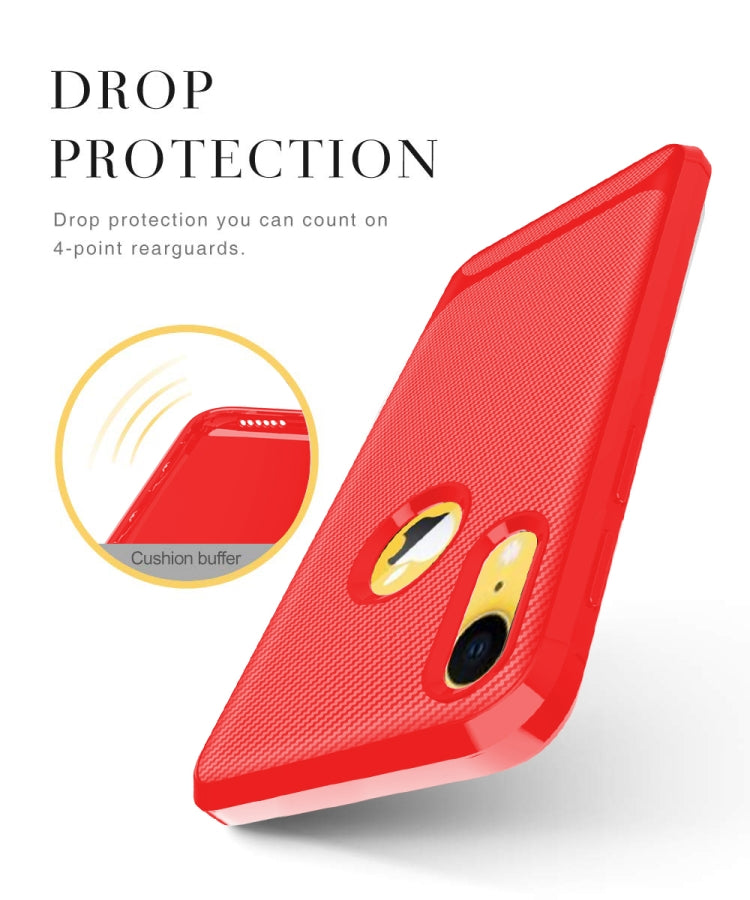 For iPhone XR Carbon Fiber Texture Shockproof TPU Protective Case