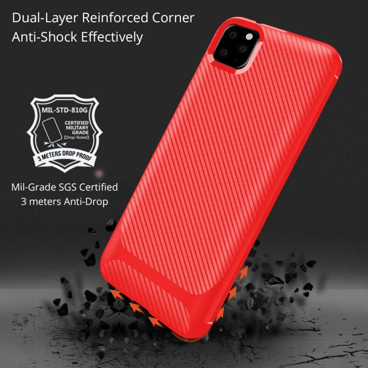 For iPhone 11 Pro Max Carbon Fiber Texture Shockproof TPU Protective Case