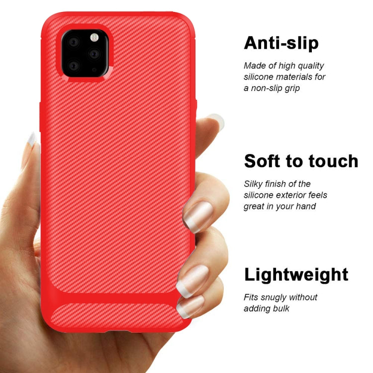 For iPhone 11 Pro Max Carbon Fiber Texture Shockproof TPU Protective Case